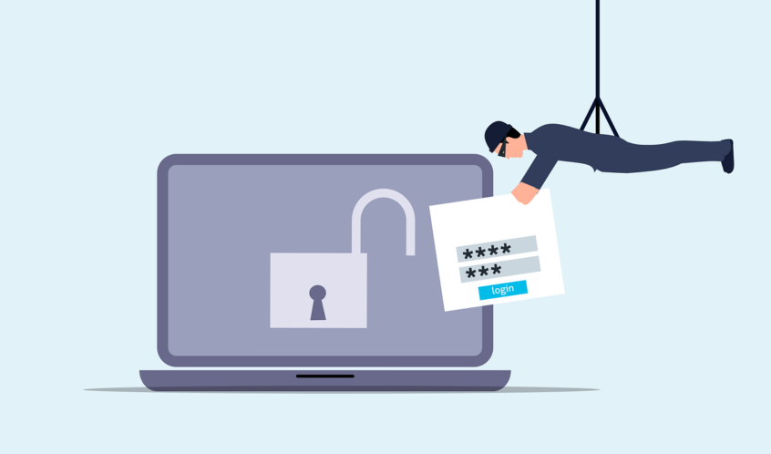 Free attack unsecured laptop vector